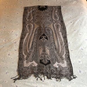 Scarf - Gray/Black/Cream/Tan 76 X 21 inches